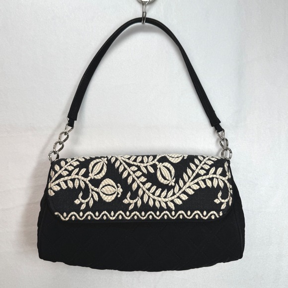 Vera Bradley Handbags - VERA BRADLEY Black & Cream Quilted Purse Juliet Gala Collection Approx 10x6x2